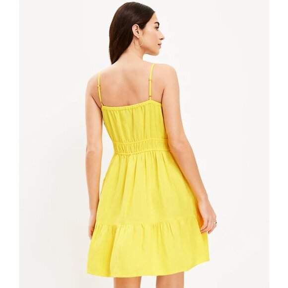 Ann Taylor LOFT Linen Blend Smocked Waist Cami Dress XS - Picture 3 of 3